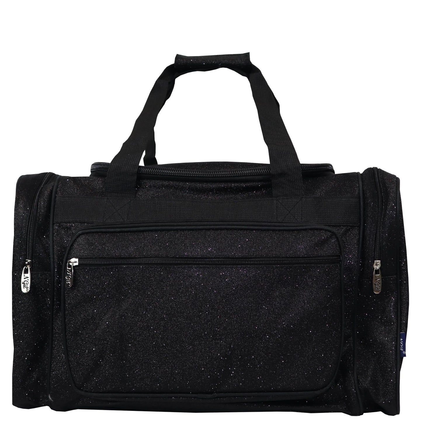 20" Pink & Black Glitter Cheer Duffle Bag Soft Canvas with Zip Pockets & Double Handles