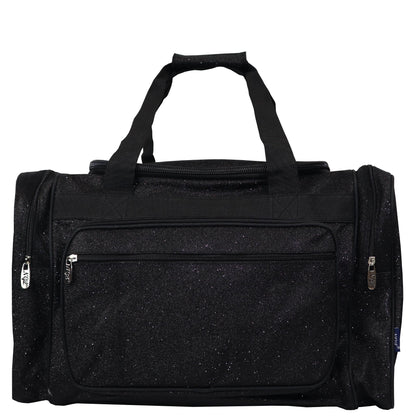 20" Pink & Black Glitter Cheer Duffle Bag Soft Canvas with Zip Pockets & Double Handles