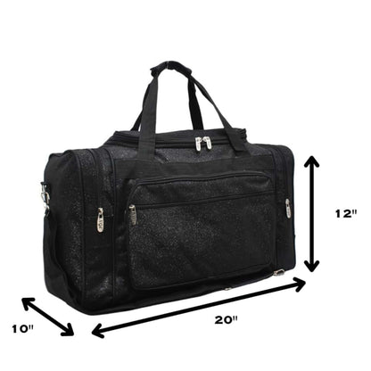 20" Pink & Black Glitter Cheer Duffle Bag Soft Canvas with Zip Pockets & Double Handles