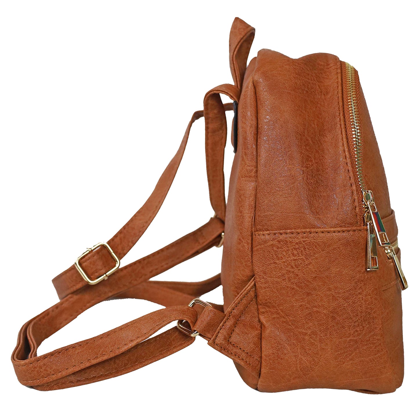 Faux Leather Mini Backpack Purse for Women in Brown or Gray