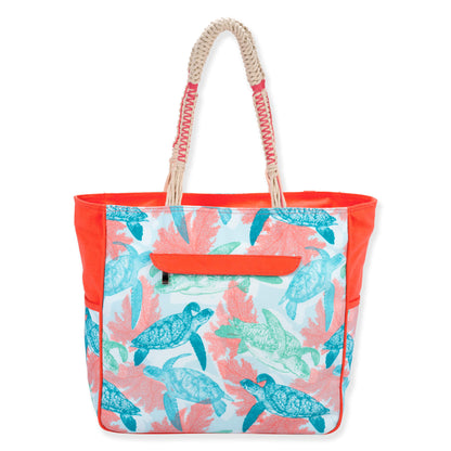 Guy Harvey Stipple Turtle Pastel Shoulder Tote Bag