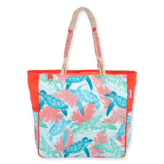 Guy Harvey Stipple Turtle Pastel Shoulder Tote Bag