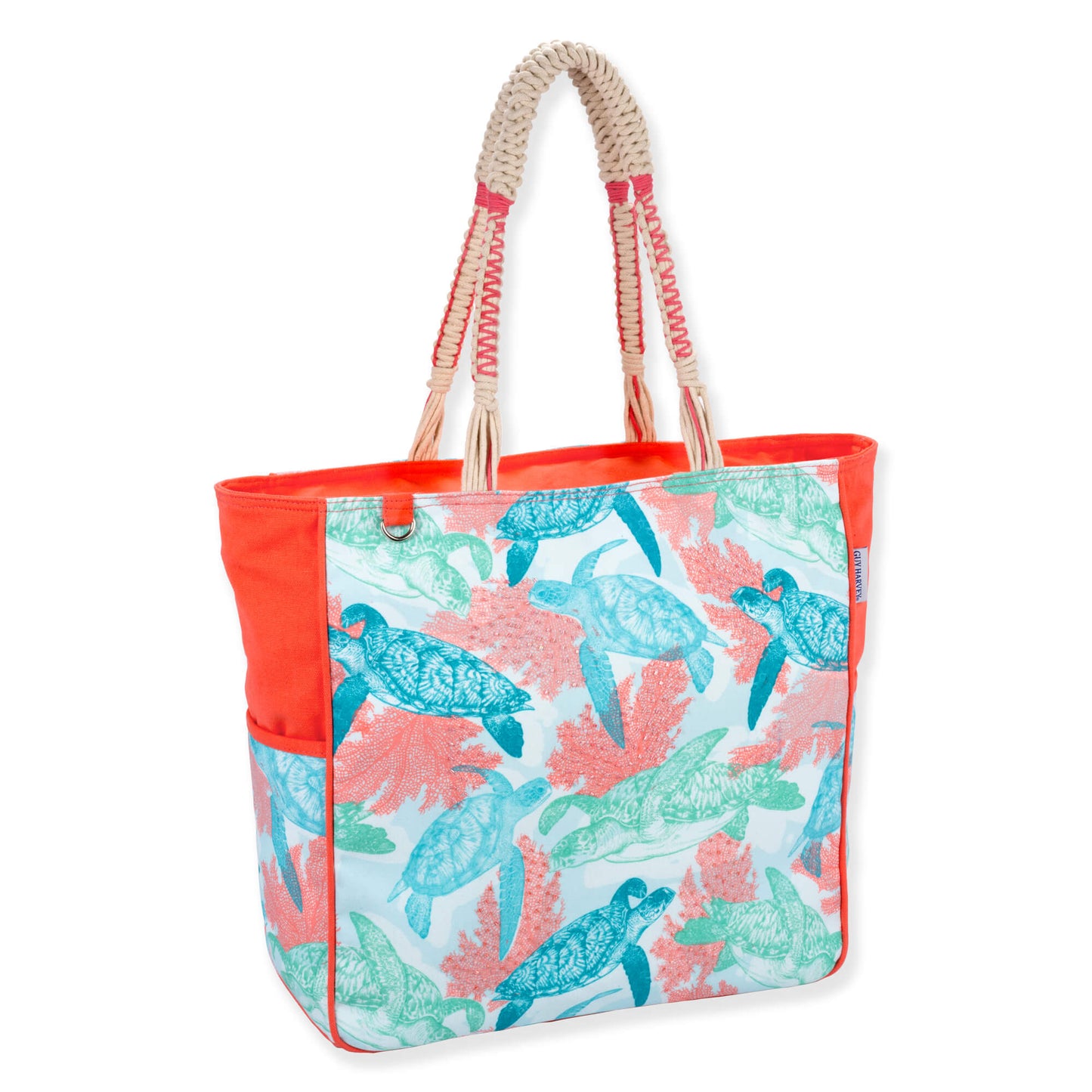 Guy Harvey Stipple Turtle Pastel Shoulder Tote Bag
