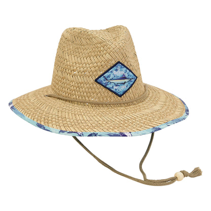 Guy Harvey Blue Marlin Natural Rush Straw Hat 3.25" Brim