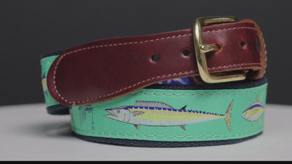 Guy Harvey Men’s Offshore Game Fish Leather Tab Belt