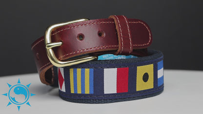 SoliVisk Nautical Code Signal Flag Men’s Leather Tab Belt