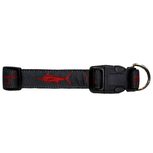 Guy Harvey Nylon Dog Collar Black with Red Marlin