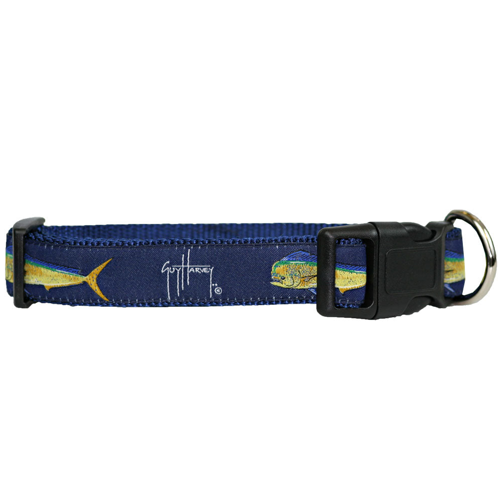 Guy Harvey Nylon Dog Collar Navy Bull Dolphin
