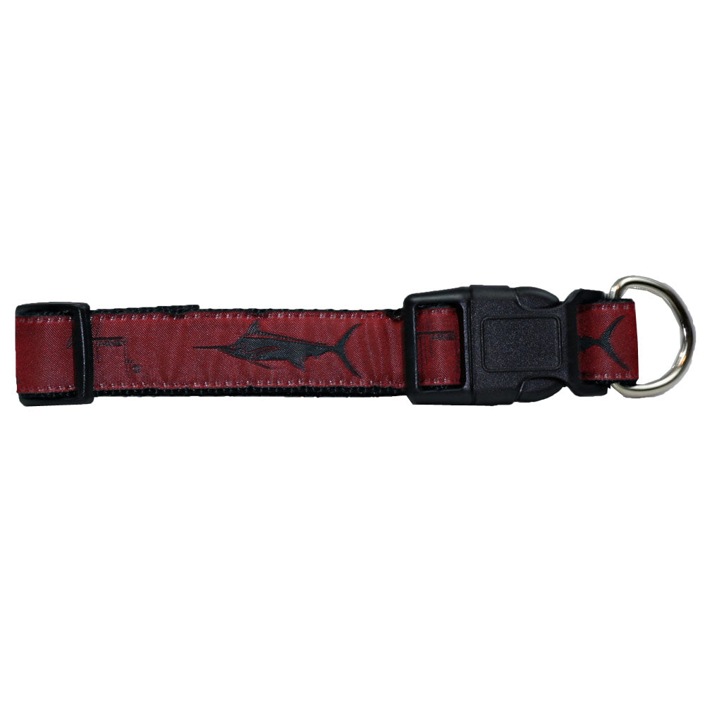 Guy Harvey Nylon Dog Collar Garnet Marlin