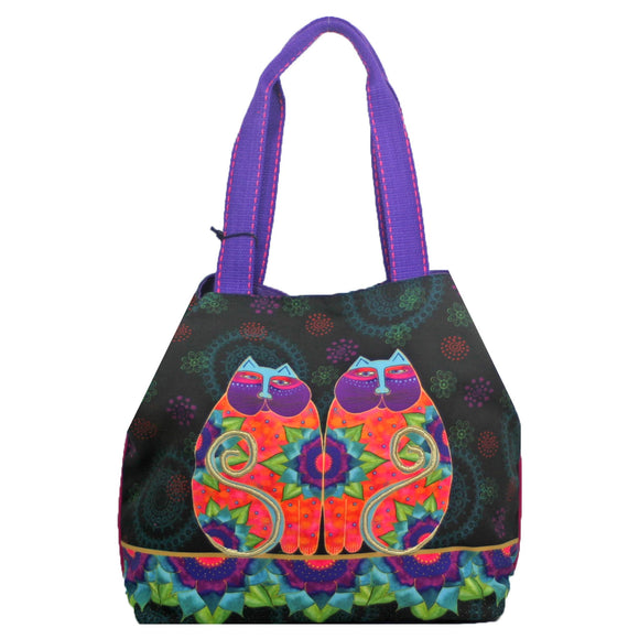 Laurel Burch Celestial Lotus Cats Large Gap Tote Bag