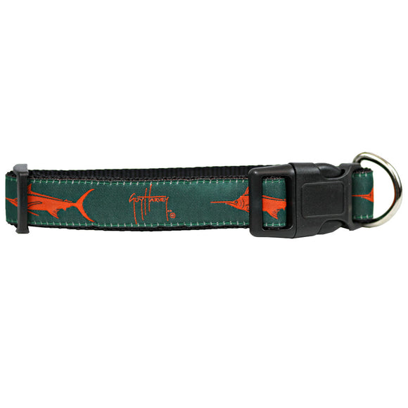 Guy Harvey Nylon Dog Collar Green with Orange Marlin