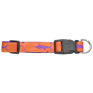 Guy Harvey Nylon Dog Collar Orange with Purple Marlin