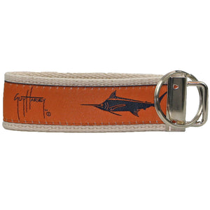 Classic Guy Harvey Orange and Navy Marlin Spirit Key Ring