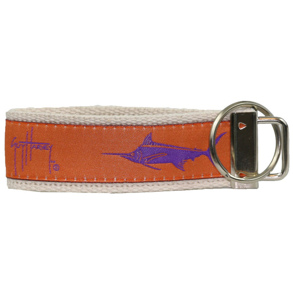 Classic Guy Harvey Orange and Purple Marlin Spirit Key Ring